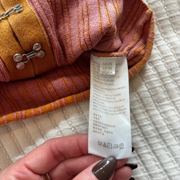 Urban Outfitters Jada Knit Corset Tank Top Burnt Orange Pink Striped Womens XS - Picture 8 of 12